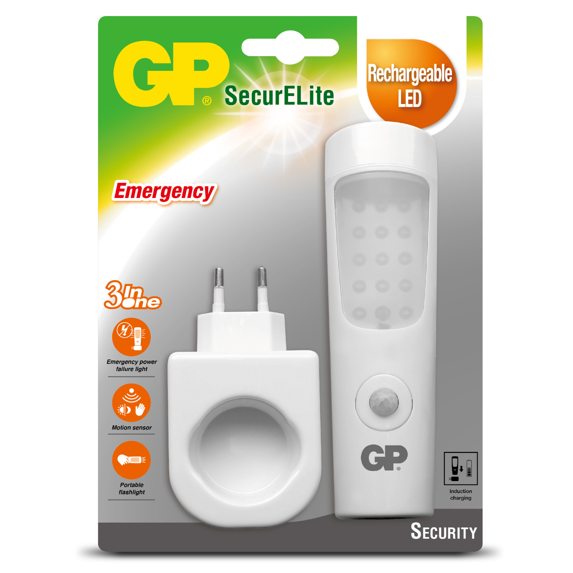 GP SecurElite 3in1, oppladbar nødlykt