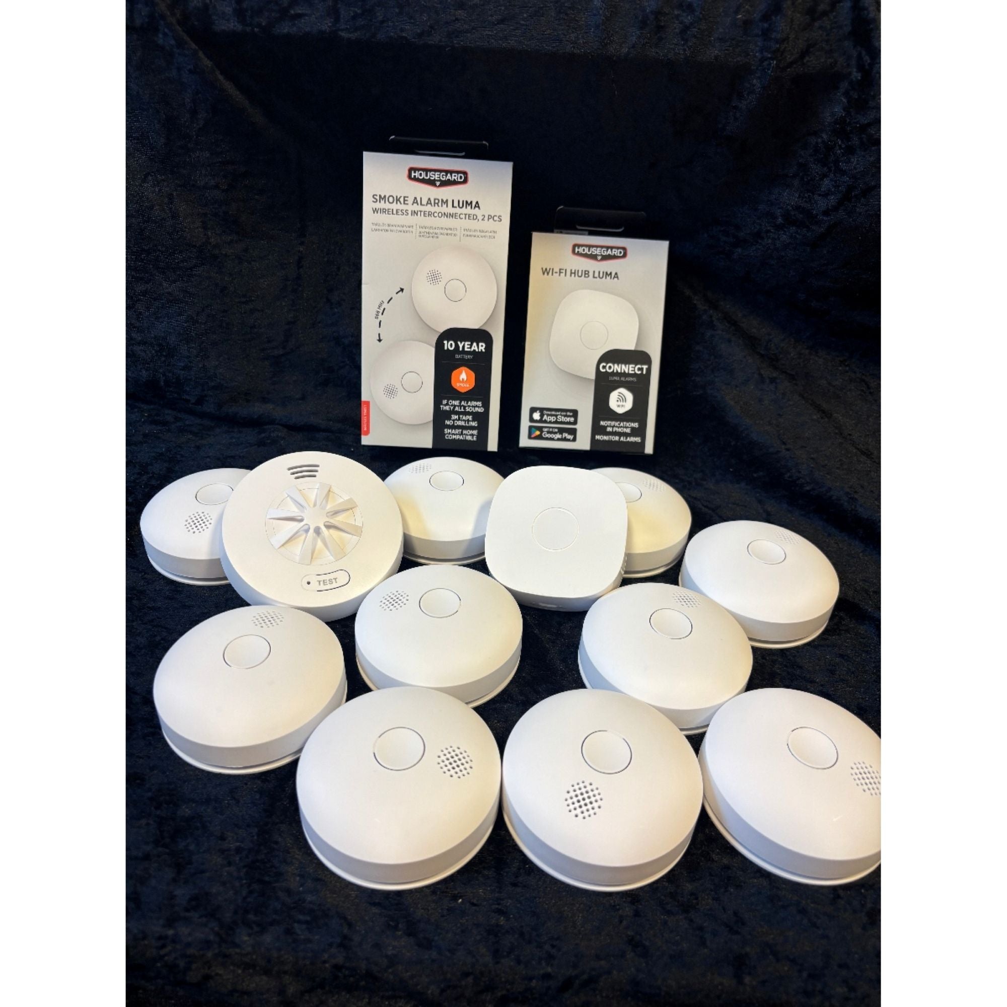 Sjekk prisen! Black November; 10 stk Luma Optiske røykdetektor+ hub+varmedetektor