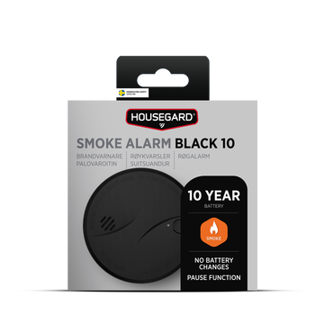 Housegard optisk røykvarsler Black 10 Y