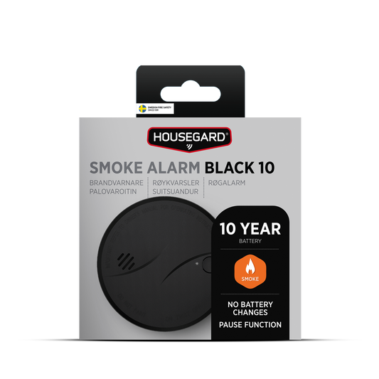Housegard optisk røykvarsler Black 10 Y