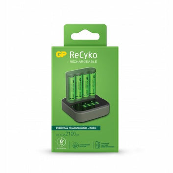 GP ReCyko Everyday-lader B421 (USB) med ladestasjon D451, inkl. 4 x A